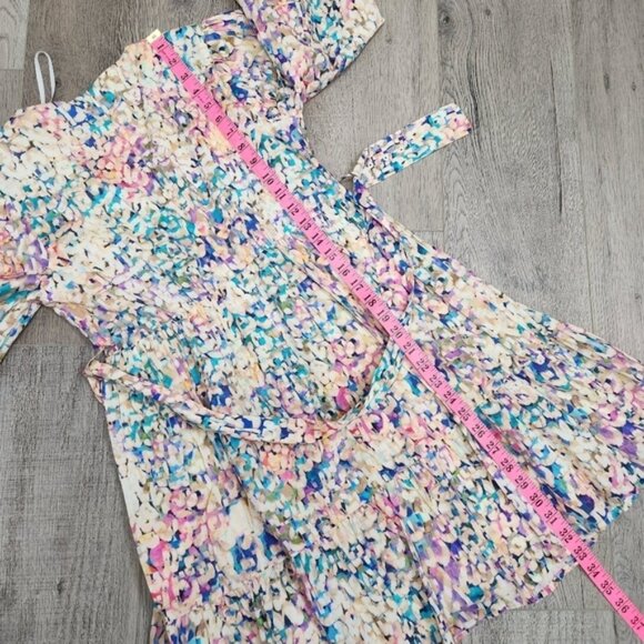 SHOL Los Angeles Abstract Print 3/4 Sleeve Tiered Mini Dress Size 4 BNWT - Picture 15 of 16